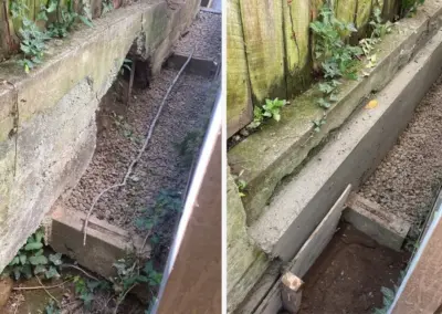 Retaining Wall Stabilization Before and After